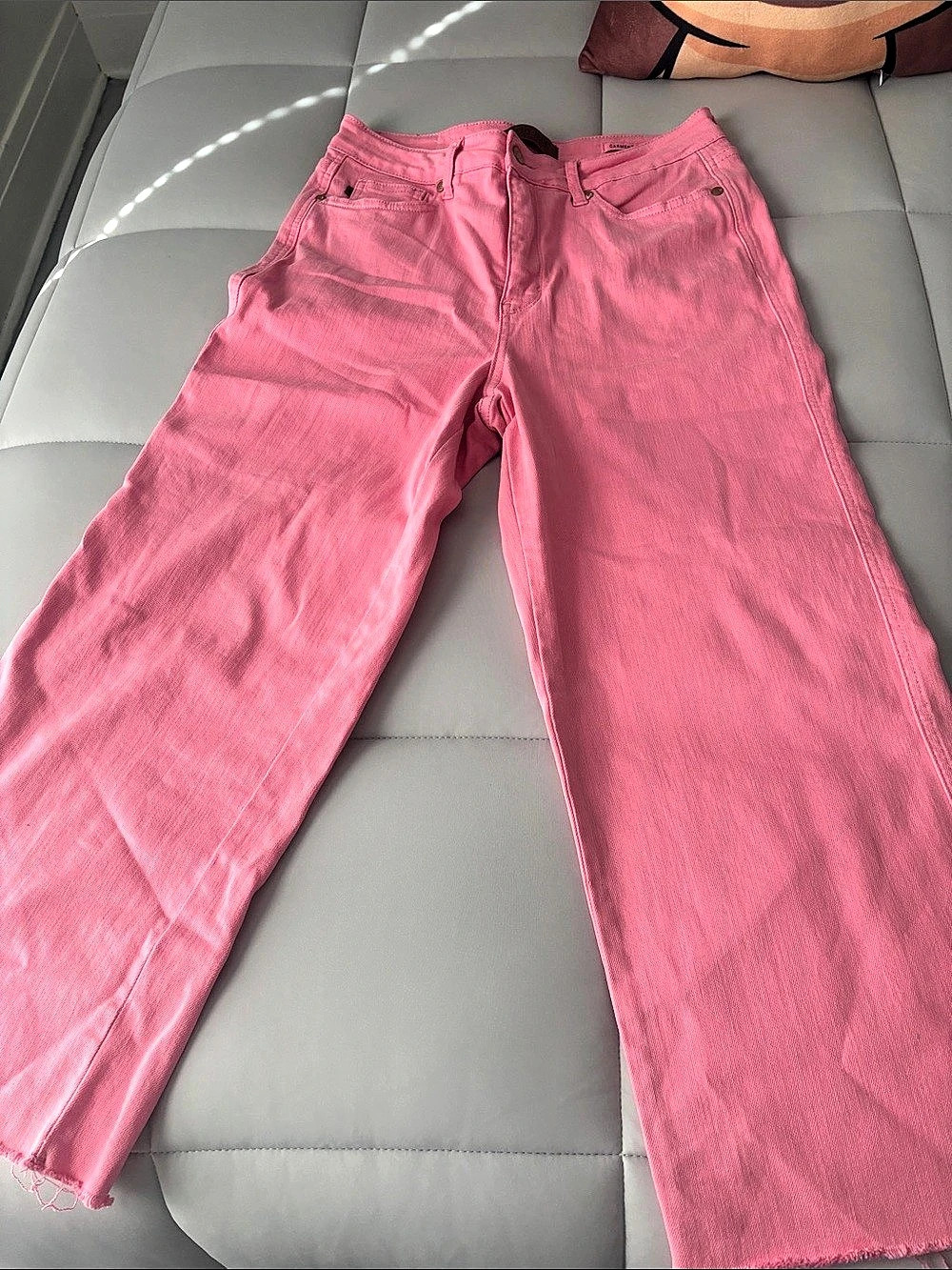 Judy Blue High Rise Wide Leg Crop Jeans Pink Waist 11/30